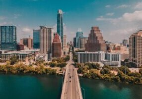 Texas Capitol in Austin over Congress Bridge