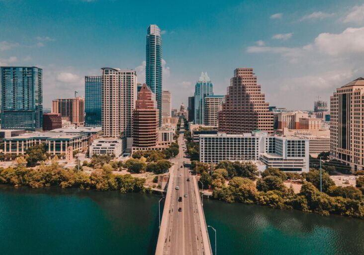 Texas Capitol in Austin over Congress Bridge