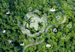 Environmental technology concept. sustainable ESG modernization development by using technology of renewable resources