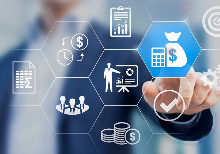 Budget and financial planning concept with manager or executive CFO crafting or validating company's yearly income and expenses forecast.