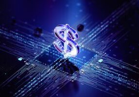 Digital dollar concept. 3D render