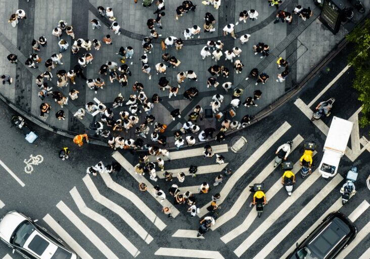 Top View of City Street Crossing