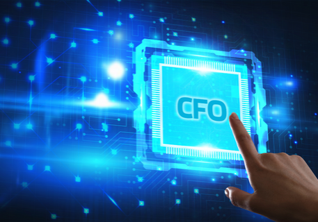 Hand reaching out to press a digital CFO button
