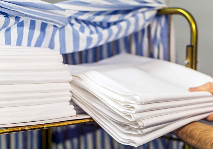 White table linen in the laundry