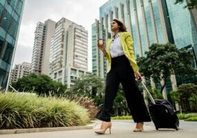 Young businesswoman walking in the street