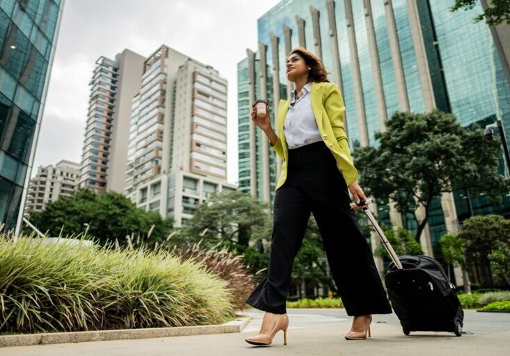 Young businesswoman walking in the street