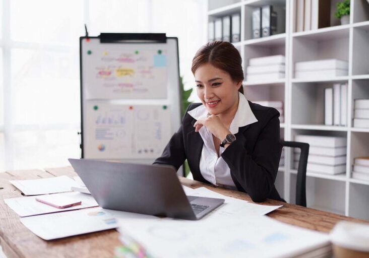 Professional analysis of business people success to make marketing strategy planning in the accounting workplace - stock photo