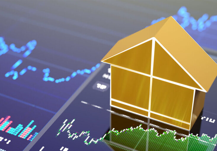 Real estate and stock prices concept stock photo