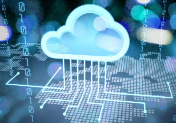 Cloud service icon with options and devices