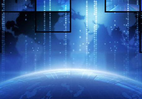 World map with binary code
